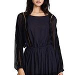 Love Shack Fancy  100% Silk Noelle Mini Dress Lace Trim Blue & Black XS Photo 0