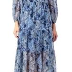 Joie  Parisian Paisley Long Sleeve Tiered Midi Maxi Dress Blue Floral NWT XXL Photo 0