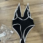 NWT one piece thong bathing suit. High cut bottom small Black Photo 1