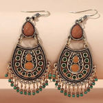 Bohemian Beaded Tassel Drop Dangle Earrings Silver Plated Decor Gift For Women Brown Photo 0