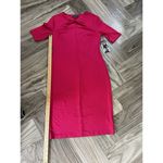 Bold Elements  Stretchy Cut To Curve, Vivid Raspberry Barbie Pink Dress Size Med Photo 3