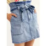 Free People Splendor in the Grass Paperbag High Waist Denim Skirt Indigo Photo 16