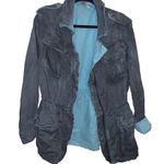 Free People Utility Military Cinch Long Denim Like two tone Jacket Photo 6