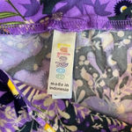LuLaRoe  Leggings Womens One Size Small Black Purple Polyester Floral Soft Photo 4