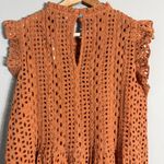 Madewell  Eyelet Ruffle-Sleeve Pintuck Mini Dress Women's Small Mulled Cider NWT Photo 9