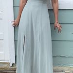 BHLDN Diana Sage green mint gown ruffle slit med Photo 0