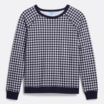 Draper James NWT Natalie Sweatshirt in Navy Gingham Photo 3