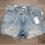 Good American  Petite Girlfriend‎ Mid Rise Relaxed Distressed Jean Shorts Blue 27 Photo 0