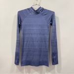 Lululemon  Athletica Rest Less Hoodie Top Size 4 Gatsby Blue/White Long Sleeve Photo 1