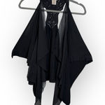 Eyelash Couture  Black Sheer Lace Back Boho Festival Fairycore Vest S Photo 0