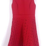 Alya Women's Scuba Sleeveless Round Neck Eyelet A-Line Party Dress Red Size XS Photo 0