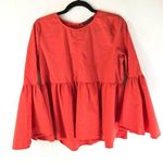 Harlowe $ Graham Harlowe & Graham Womens Top Blouse Bell Sleeve Cotton Blend Orange Size M Photo 0