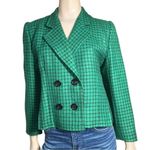 Guy Laroche Paris Vintage Womens Size S Green Black Plaid Double Breasted Jacket Photo 1