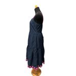 J Crew Scalloped tiered ruffle maxi dress size 2 Navy & Pink Photo 4