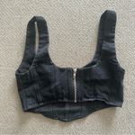 H:ours  Black Denim Crop Top Revolve XS Photo 4