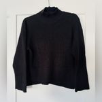 H&M  Mock Neck Hi-Low Boxy Cropped Sweater Black Wool Blend Size Small Photo 1
