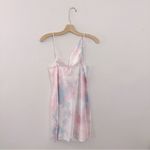 frankie's bikinis  Satin Mini Dress Draped Cowl Neck Tie Dye Pink Blue Photo 4
