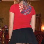 Cute Open Back Top Red Photo 1