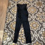 Monique Lhuillier ML  Black Velvet Studded Jumpsuit Size 0 Photo 2