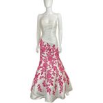 Ellie Wilde  Mon Cherie‎ White Pink Floral Embroidered Mermaid Prom Dress Photo 3