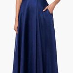 XScape  6334XP Off The Shoulder Organza Gown Navy Blue 6 Petite Photo 0
