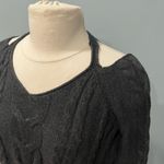 Free Press  Grey Cable Knit Cut Out Cold Shoulder Long Sleeve Sweater Size XS Photo 1