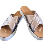 UGG  Women's Zayne Crossband Slide Platform Sandal Sz 9.5 Rose Gold Cushion NIB Photo 1
