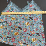 Victoria's Secret Blue Floral Satin Lace Cami Y2K Boho Sleepwear Top M Photo 1