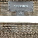 Sussan Striped Sheer Knit Top Earth Tone Neutrals Lightweight Relaxed Sz XS Brown Photo 2