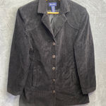 Denim & Co Womens Corduroy Blazer Jacket Dark Gray Button Front Pockets Size Med Photo 0