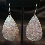 Boutique Metallic Gold Dangle Faux Leather Earrings Photo 0