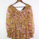 Anthro O.p.t. Wick Smocked Floral Midi Dress Gold XS Yellow Photo 3