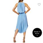 Ramy Brook  Audrey Blouson Midi Dress‎ Sz XS Turquoise Satin Sleeveless Photo 2