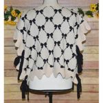 Entro NWT Unique Ecru Bow Print Sweater Short Scalloped Sleeves Ladies M Photo 8