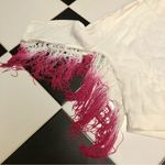 Maje Lila Fringe Long Sleeve Top Hot Pink Ombre Dip Dye White Magenta Bohemian S Photo 8