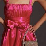 Anthropologie  Bow tie Satin Mini Dress Pink size 8 Photo 2