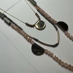 Loft Pink & Green Beaded Gold Tone Triple Layer Chain Necklace Photo 8