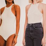 AGOLDE Rianne high Neck Racerback Bodysuit in Magarine Pale Yellow Spring Small Photo 0