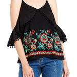 Gianni Bini  Floral Embroidered Off-Shoulder Top with Adjustable Straps S EUC Photo 0