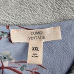 Como vintage  Blouse Top Blue Floral Pattern Sleeveless Womens Size XXL 2XL Photo 2