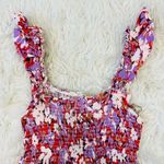 Casual red / pink summer floral midi dress size L. Photo 3