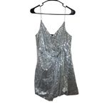 ZARA Silver Sequin Mini Cocktail Dress Faux Wrap Party Festive Slinky Sexy Y2K Sz XS Photo 5