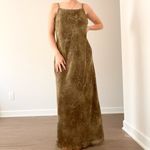 Vintage 90’s Olive Green Paisley Printed Silky Maxi Dress Size 10 Photo 1