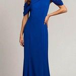 Tadashi Shoji Asymmetrically Pleated Formal Gown, Mystic Blue, Size XL EXCELLENT Photo 0