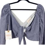 Stone Cold Fox  Blue Gingham Kini Crop Top Tie Balloon Sleeve NWT Size 0 Photo 2