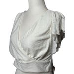 Urban Romantics NEW White Peplum Eyelet Ruffle Sleeve Wrap Crop Top By  Size XL Photo 3