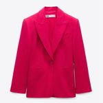 ZARA  Christmas Fuchsia Tailored Fitted Blazer Limited Edition Lapel Collar Sz XL Photo 4