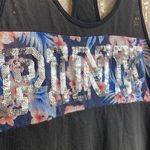 PINK - Victoria's Secret PINK Victoria’s Secret black/blue tropical silver sequin bling tanktop, size XS Photo 1