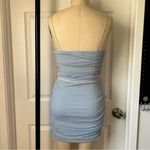 Blue Ruched Mini Skirt Set for Night Out Size M Photo 4