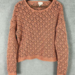 Nicole Miller Artelier Sweater Women M Rust Open Knit Pullover Coastal Boho Photo 0